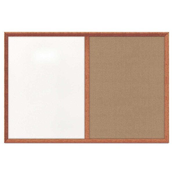 Enclosed Corkboard, 1 Door, 60"x36", 4" Fra, UV3424-SATIN-COBACC